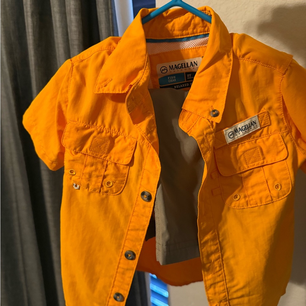 Magellan Outdoors Kids Bright Orange Button Down Shirt